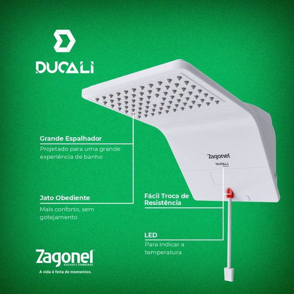 01 chuveiro zagonel ducali 220v branco